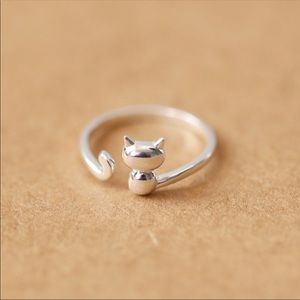 New Sterling Silver 925 Cat Ring Adjustable